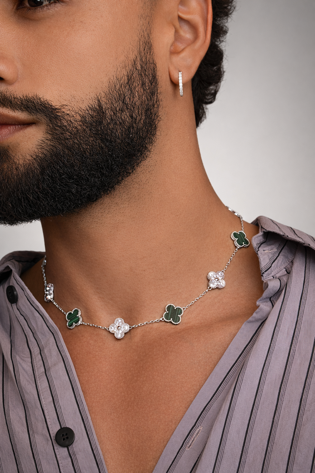 Le Collier Trèfle bicolore homme