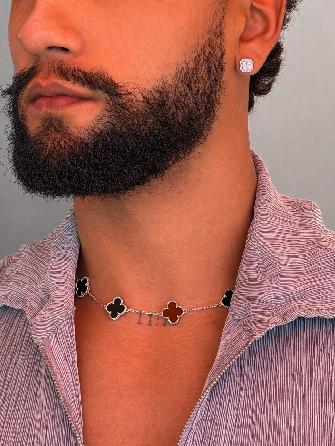 Le Collier Trèfle noir homme