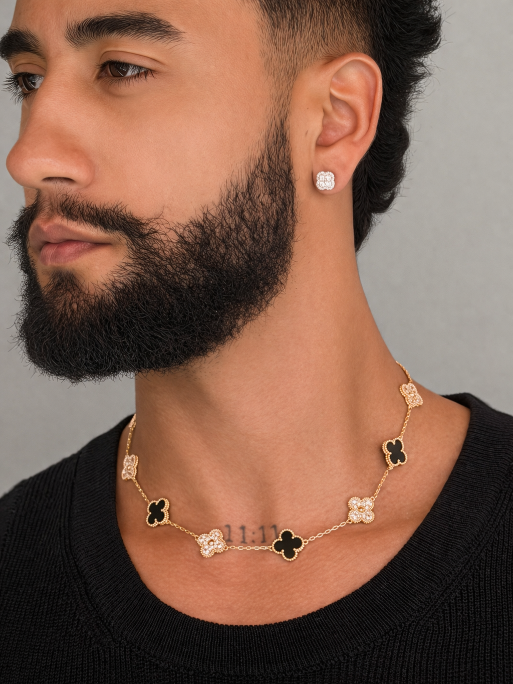 Le Collier Trèfle bicolore homme