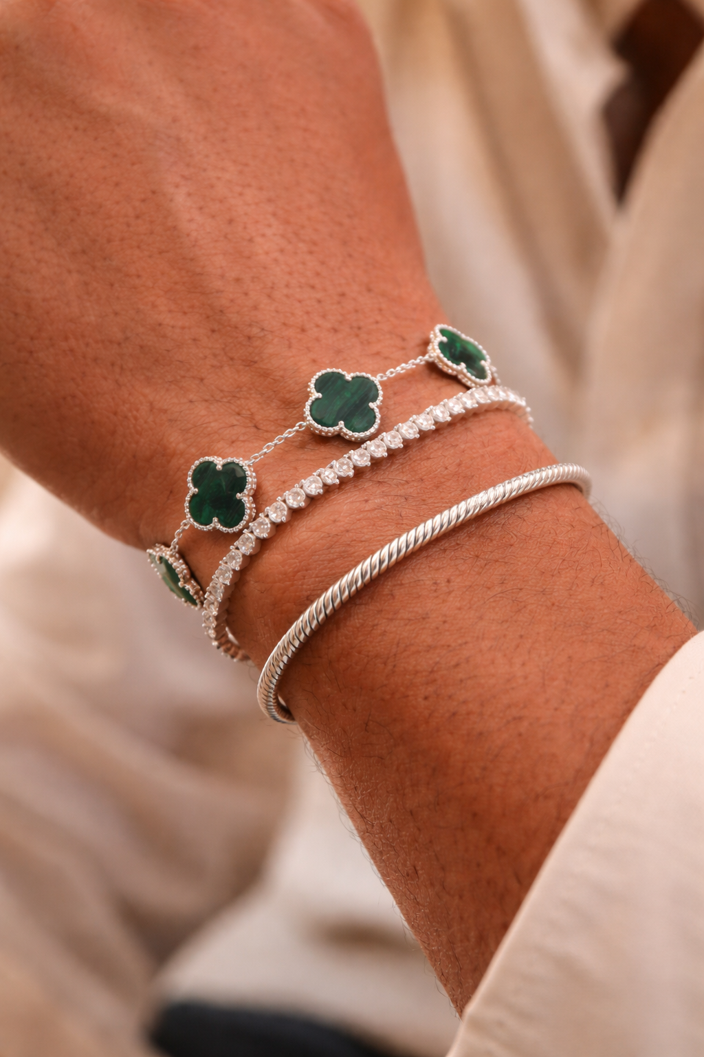 Le Bracelet Trèfle vert homme
