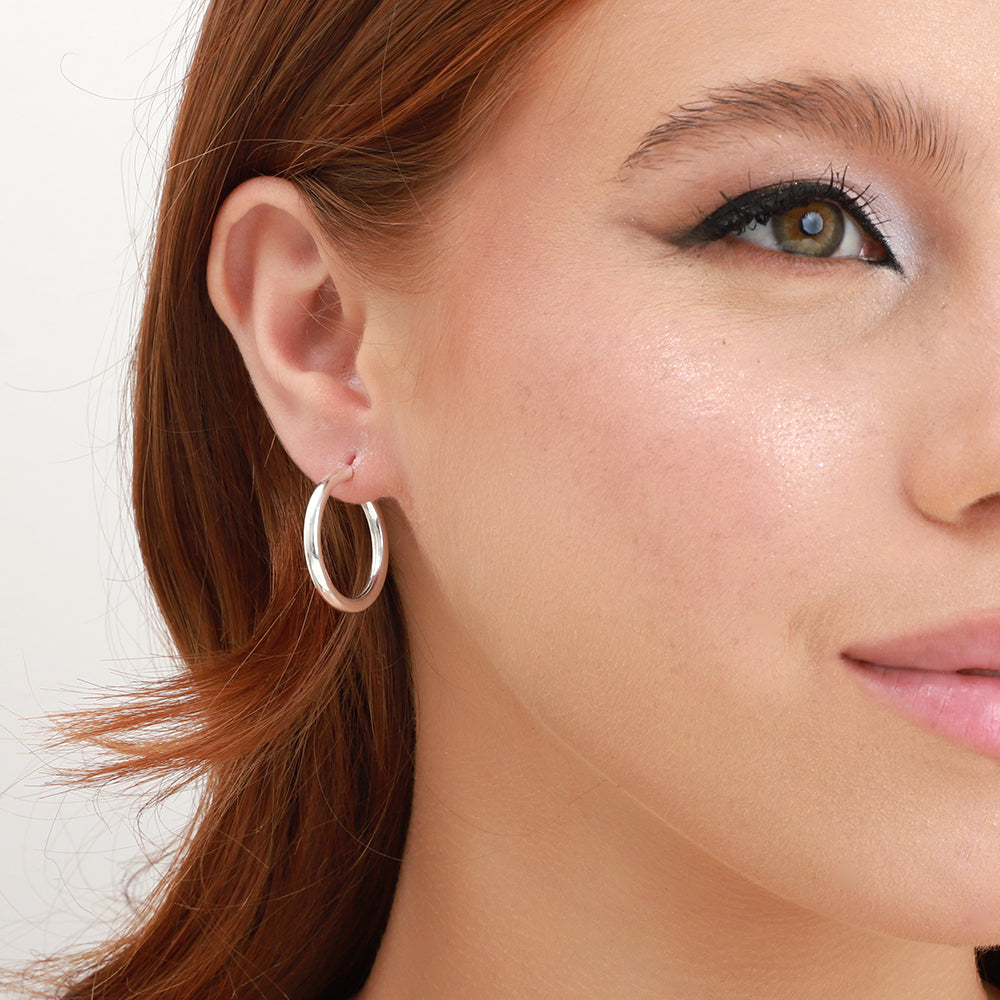 GM Silver Creole Earrings